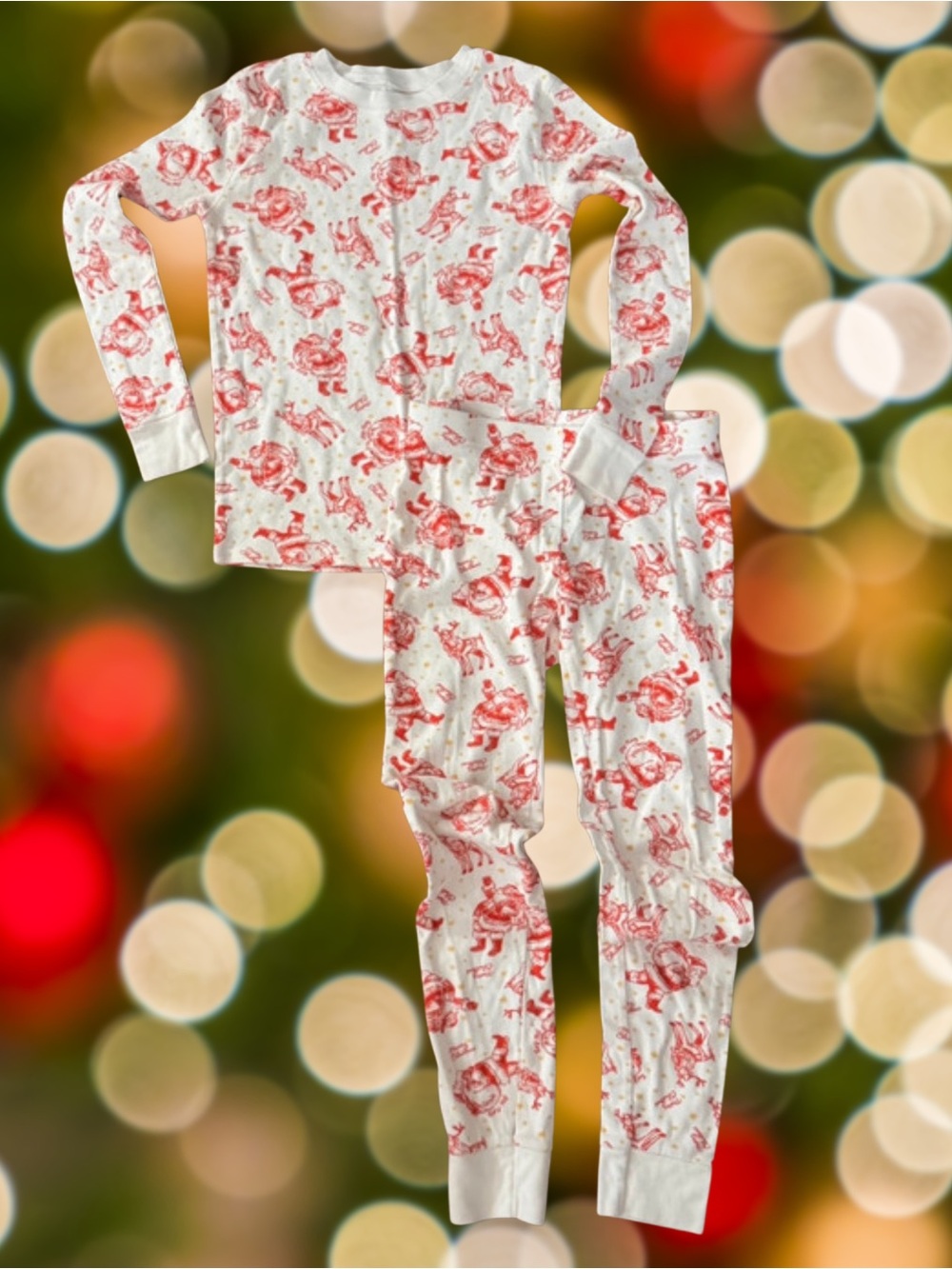 Old Navy Unisex XL Kids 12 Christmas Santa Reindeer Pajama Set